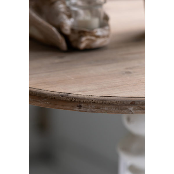 שולחן צד עגול במראה עתיק עם בסיס דמוי כד