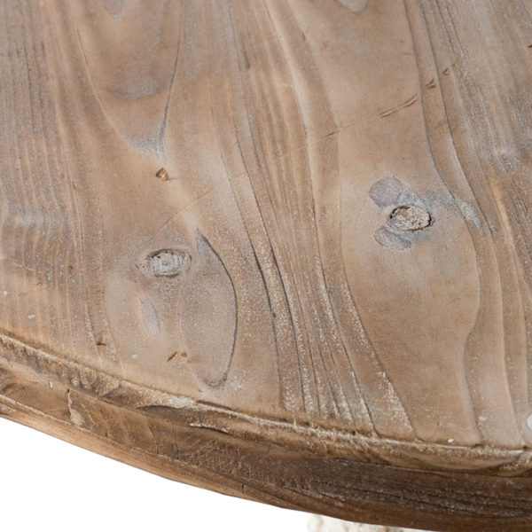 שולחן צד עגול במראה עתיק עם בסיס דמוי כד